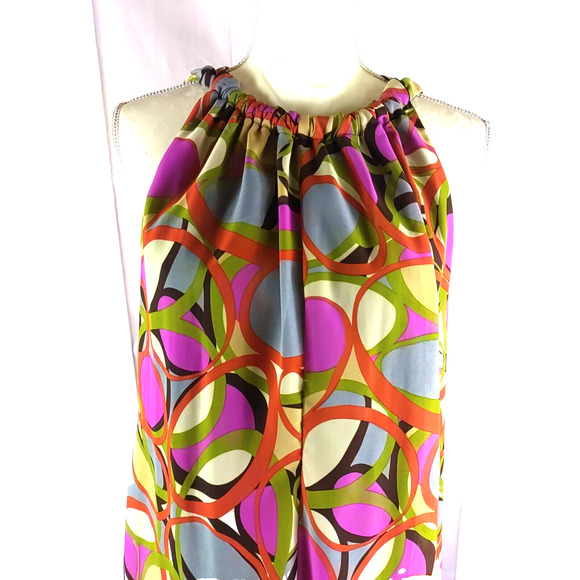 J.B.S. ltd Women's Dress Size 12 Midi Retro 1960's Design Orange Pink Tan Knee. - Picture 2 of 8